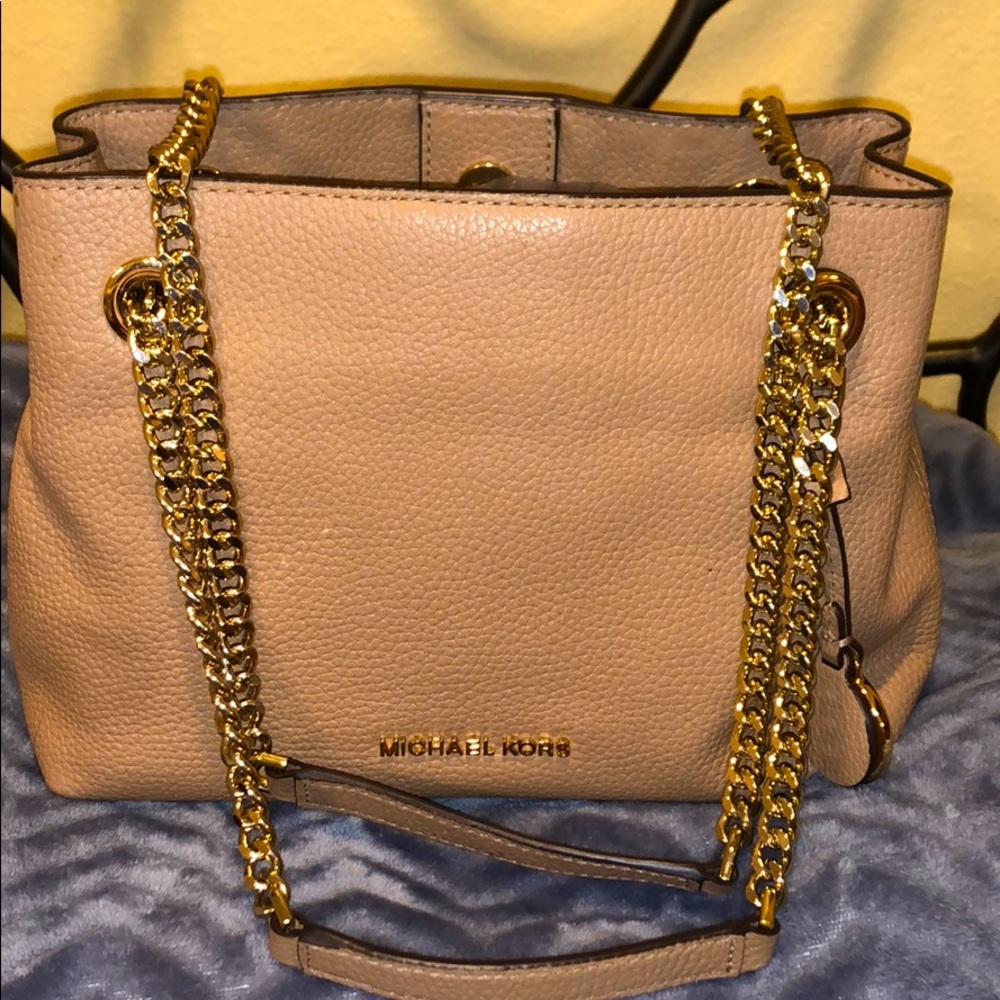 MK Michael Kors Mini tan beige purse gold chain